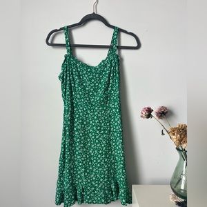 Floral Printed Green mini dress